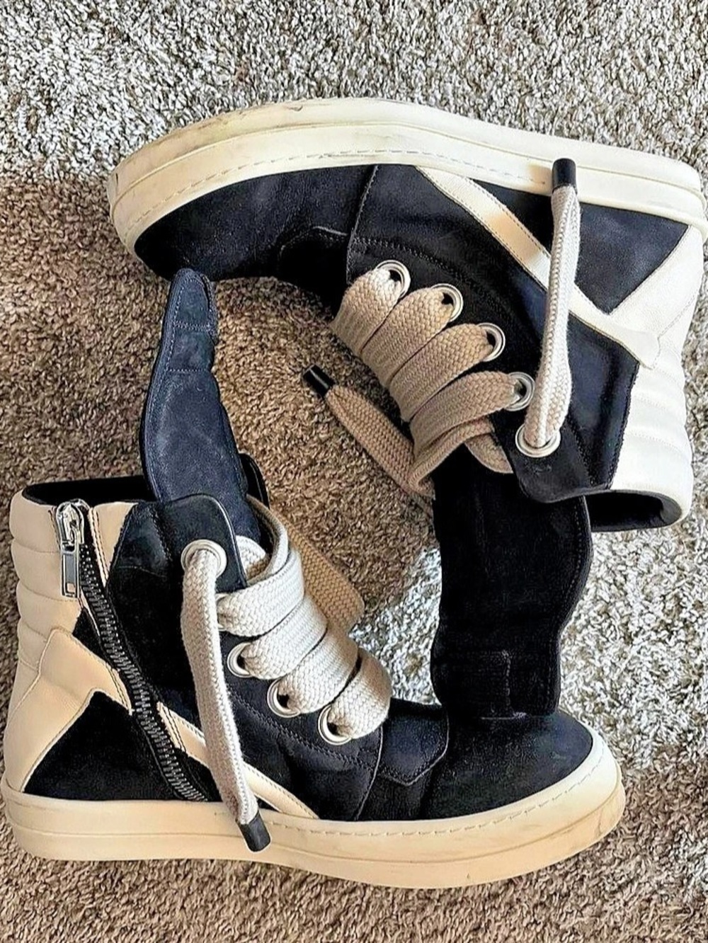 Authentic Rick Owens Geo Baskets Fat Lace
